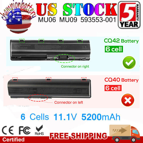 New For Hp 2000-425Nr Notebook Laptop Battery Mu06 Mu09 593553-001 6Cell 5200Mah