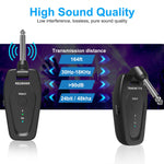 UHF 2.4GHz Wireless Guitar System Transmitter Receiver 4 Channels Rechargeable