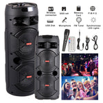 Dual 6.5" Portable FM Bluetooth Party Speaker Subwoofer Heavy Bass Sound w/ Mic