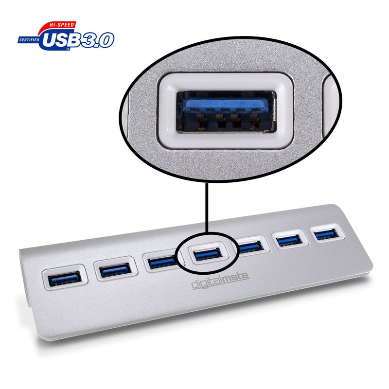 7 Port Usb 3.0 Illuminated High-Speed Hub W/ Non-Slip Mac Pc Laptop