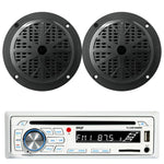 Pyle CD Player Marine Boat AM/FM Stereo Receiver , 2x 5.25" Boat Speakers Pkg