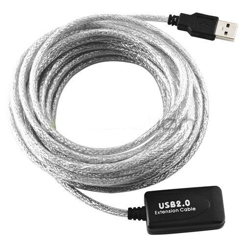 USB Extension Cable with Repeater A Male to A Female (16ft) - Silver