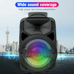 Portable Party Speaker 8" Bluetooth Loud Bass Sound Usb Rechargeable Remote Mic