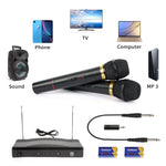 Professional Vhf Wireless Dual Handheld Microphone System Karaoke Mic + Receiver