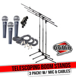 GRIFFIN Microphone Boom Stand & Cardioid Wired Mic, XLR Cable, & Clip (3 Pack)