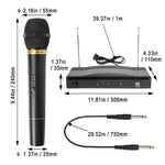 Professional Vhf Wireless Dual Handheld Microphone System Karaoke Mic + Receiver