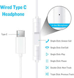 For Samsung S21/S20 Note10 20 Ipad Pro Usb Type C Headphones Earphones With Mic