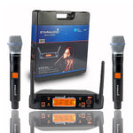 Uhf Handheld Wireless Microphone System 2-Channel Mic Cordless Receiver Karaoke