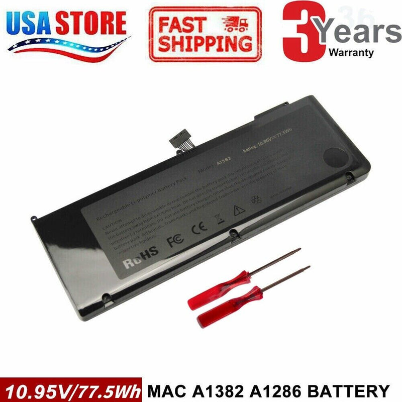 A1382 Battery For Apple Macbook Pro Unibody 15" A1286 Early Late 2011 Mid 2012