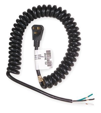 Power First 1Tnc1 Coiled Power Cord, 5-15P, Sjt, 20 Ft., 15A, 14/3