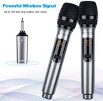 Pro UHF Rechargeable Wireless Handheld Microphone+Receiver LCD Karaoke Church