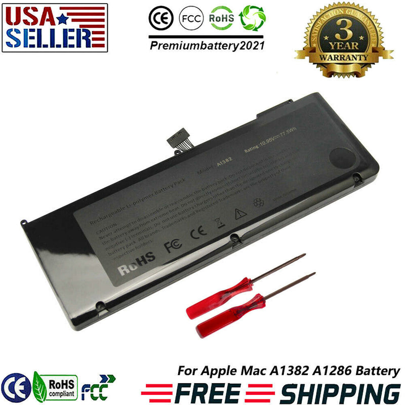 A1382 Laptop Battery For Apple Macbook Pro 15" A1286 Early /Late 2011 Mid 2012