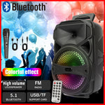 8" Party Speaker Sound System Bluetooth Led Portable Stereo 1000W W/ Microphone