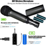 Pro UHF Wireless Handheld Microphone System Receiver Rechargeable,Karaoke,Church