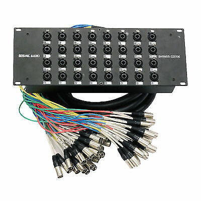 Rack Mount 32 Channel XLR TRS Combo Splitter Snake Cable - 5' and 30' XLR trunks