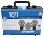 Samson R21 3-Pack Handheld Microphones+Mic Clips+Case For Church Sound Systems