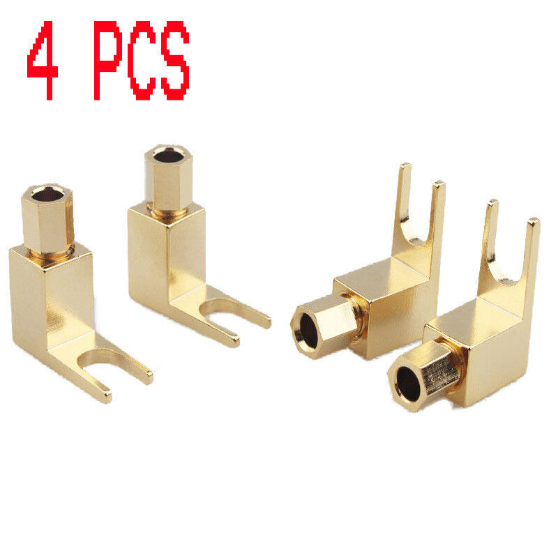 4 Pcs Banana Plug To Spade Adapter Plug/Speaker Cable Connector