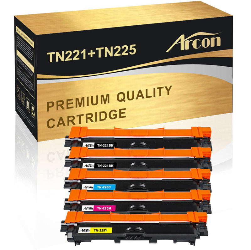 5 Pack Toner Compatible for Brother TN221 TN225 MFC-9130CW MFC-9330CDW HL-3140CW