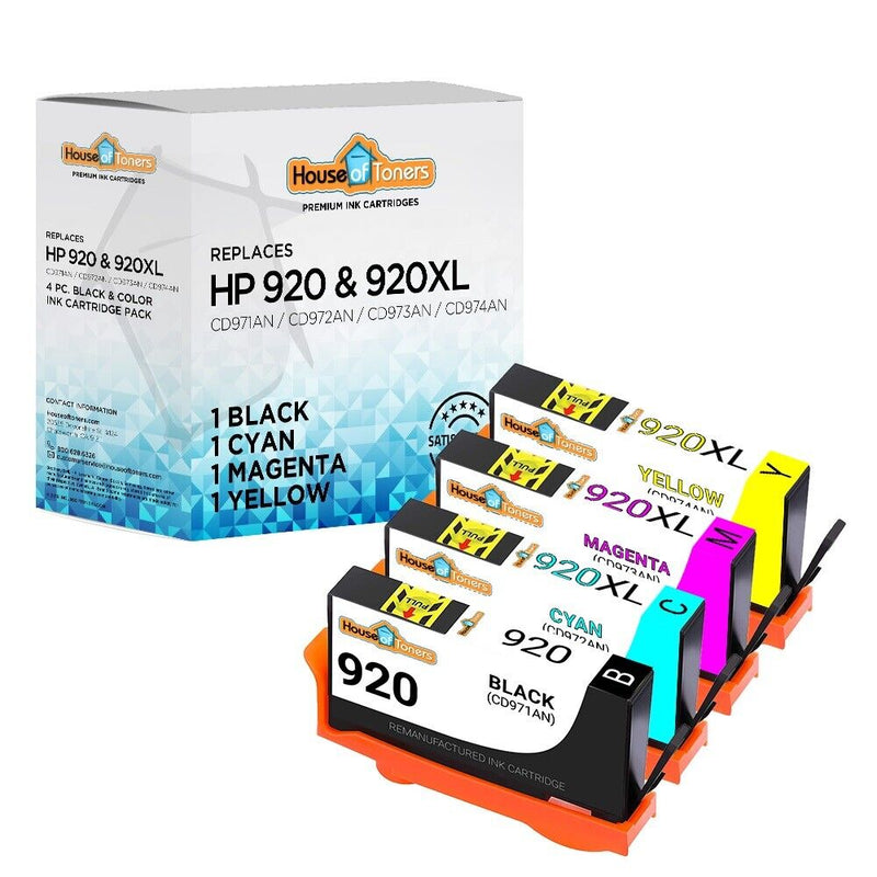 4Pk For Hp 920 Black For Hp 920Xl C/M/Y Cd971 Cd972 Cd973 Cd974