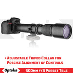 Opteka 500mm f8 Telephoto Lens for D3500, D3400, D3300, D3200, D3100, D3000, D40