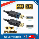 Display Port To Display Port Cable Dp To Dp 4K 60Hz High Speed Video Audio 10 Ft