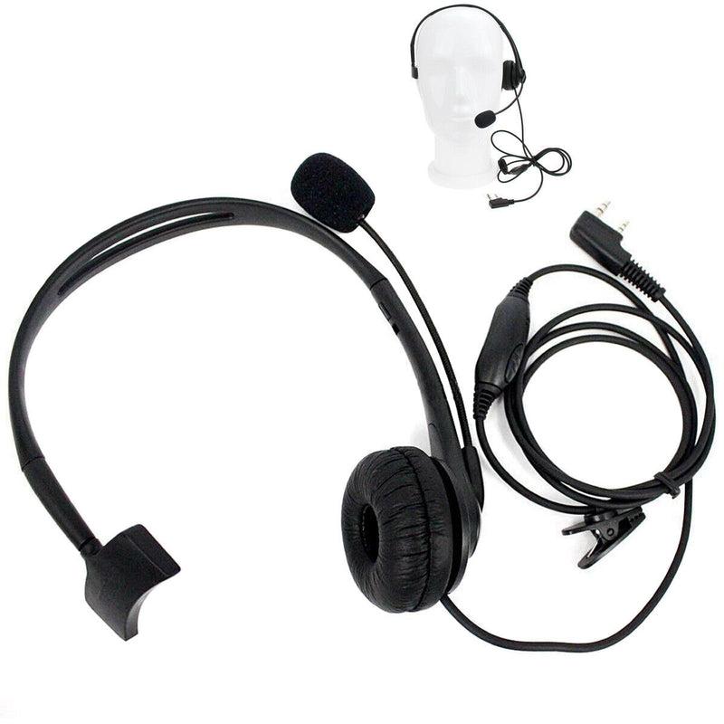 Walkie Talkie Microphone 2 Pin Ptt Mic Headphone Headset For Baofeng Kenwood