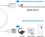 TechMatte Charging Adapter Cable Male to Female (White-1 Foot / 12 inches)