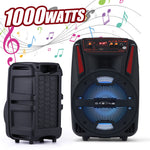 8" Portable Bluetooth Party Pa Speaker Fm Subwoofer Stereo Led Tailgate Outdoor