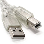 USB 2.0 Printer Scanner Cable Type A Male to Type B Male (15ft) - Clear