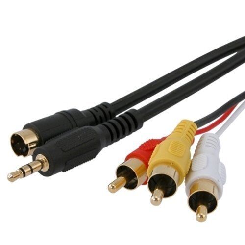 6Ft 4Pin S-Video 3.5mm to 3 RCA Composite Cable for Laptop PC to TV Out Cord