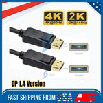 Display Port To Display Port Cable Dp To Dp 4K 60Hz High Speed Video Audio 15 Ft