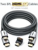 4K Hdmi Cable 6 Ft [2 Pack] Braided Nylon & Gold Connectors