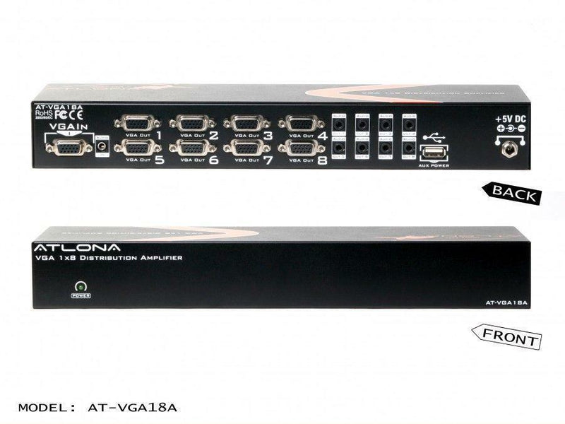 Atlona AT-VGA18A 1x8 VGA + Stereo Audio Distribution Amplifier