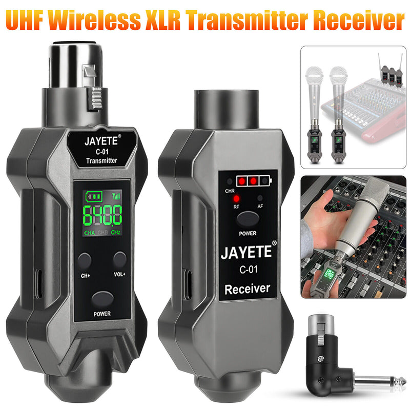 Uhf Wireless Microphone System Xlr Transmitter Receiver Mic Adapter Audio Mixer