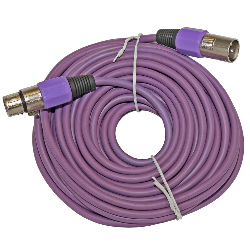 50 Ft Foot Purple 3Pin Xlr Male To Female M/F Shielded Mic Microphone Cable Cord