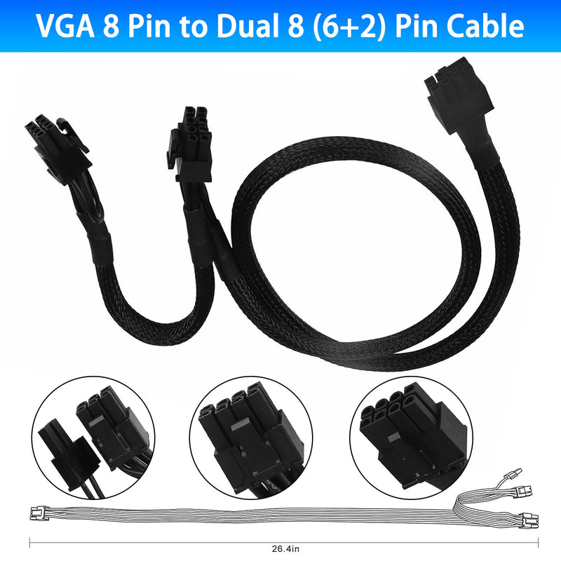 8Pin to Dual 8Pin PCIe Modular Power Supply Cable Cord Wire for EVGA Supernova