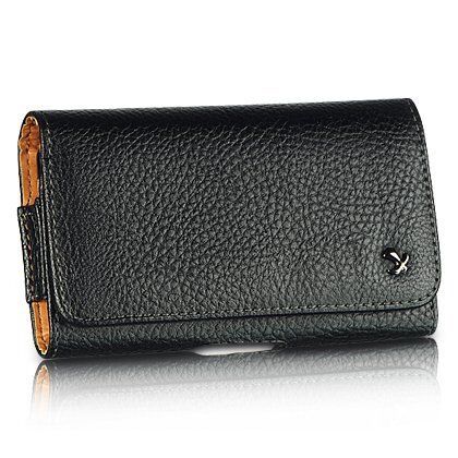Black Horizontal Belt Clip Holster Leather Pouch Case for Samsung Galaxy S5