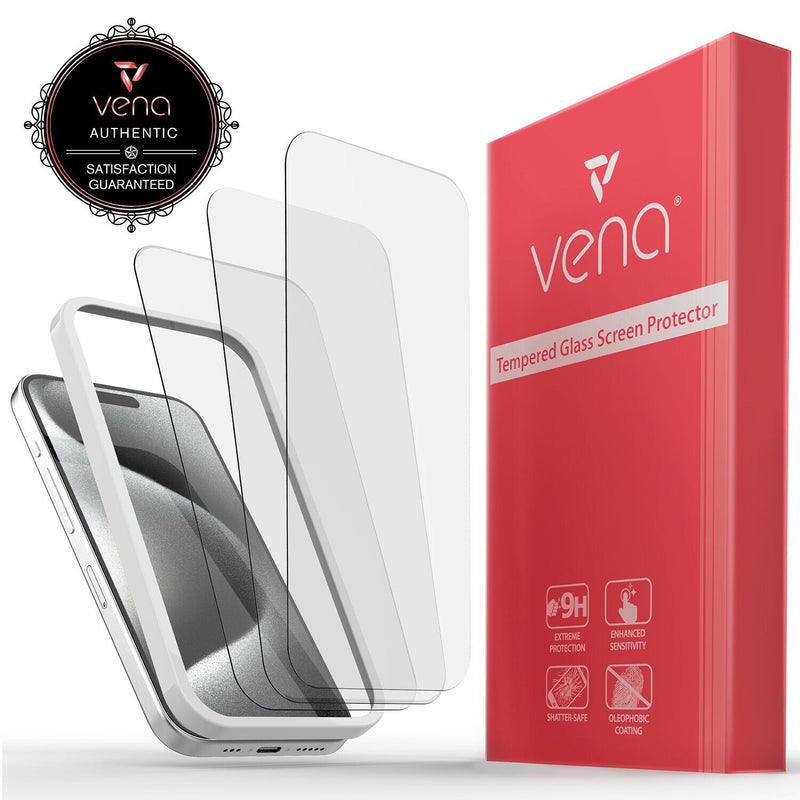 Vena 3x HD Clear Tempered Glass Screen Protector Guard for Apple iPhone 15 Pro