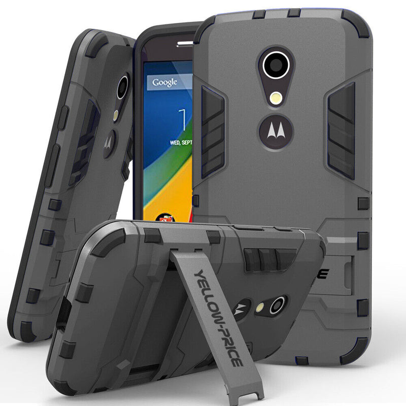 Tough Hybrid Protection Defender Kick-Stand Case Cover For Motorola Moto G2