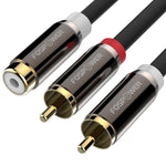 FosPower 8" 2RCA Male to 1RCA Female Stereo Audio Gold Adapter Cable Cord Plug