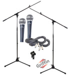 Microphone Boom Stand 2-PACK DJ Tripod Holder XLR Cable Unidirectional Vocal Mic