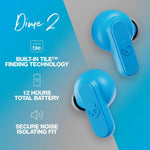 Skullcandy Dime 2 Bluetooth In-Ear Earbuds Headphones - Light Grey/Blue