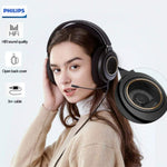 PHILIPS Wired Over Ear Monitor Headset with Microphone Open Back Black Headphone