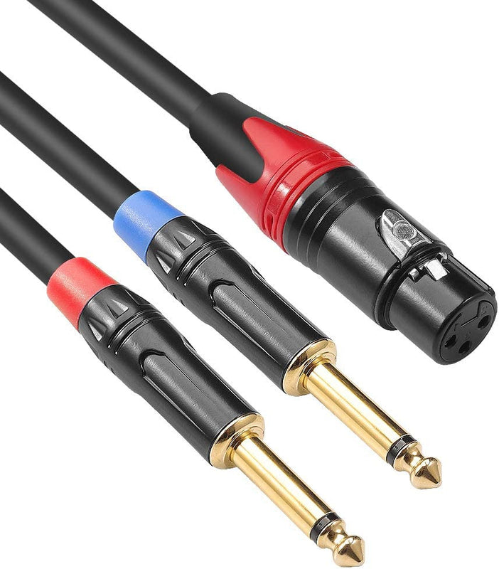 Disino Xlr Female To Dual 1/4 Inch Y Splitter Cable,Female Xlr To Double 6.35Mm