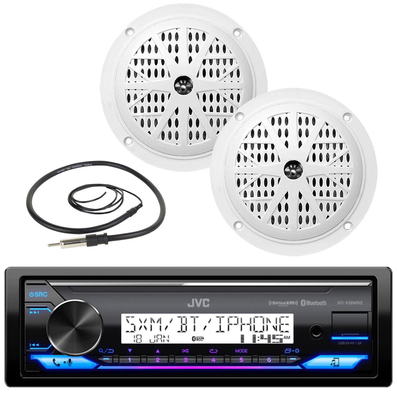 Jvc Kd-X38Mbs Marine Am/Fm Radio Stereo Bluetooth Receiver, 2X 5.25" Speakers