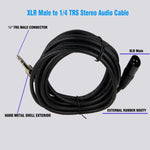 50Ft Xlr 3-Pin Male Cable To 6.35Mm 1/4" Stereo Plug Shielded Guitar Audio Cable