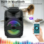 Portable Party Speaker 8" Bluetooth Loud Bass Sound Usb Rechargeable Remote Mic