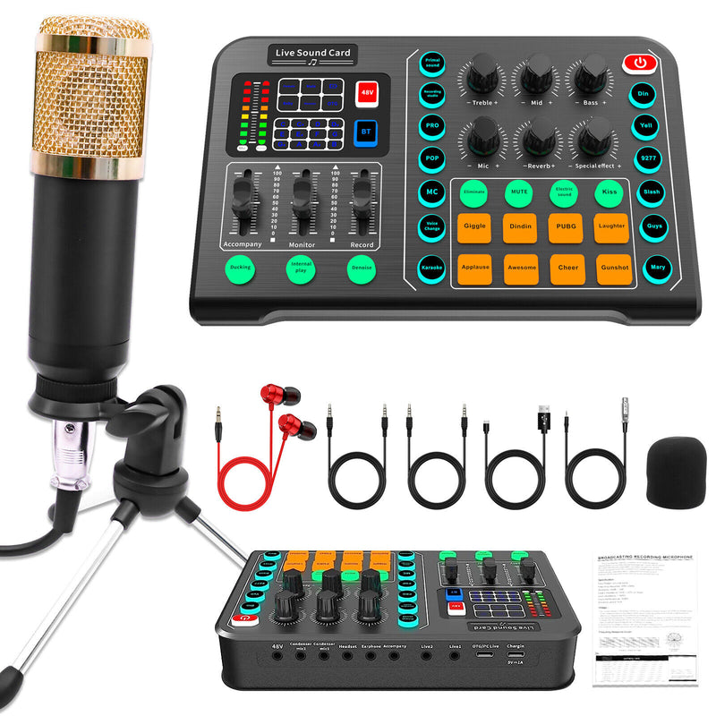 Complete Home Studio Recording Kit Mixer Condenser Microphone For Music Podcast