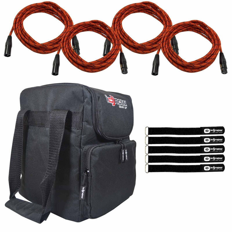 Accessories Pack Male-Female Red 20Ft Xlr Cables 4 Pack + Ties + Case