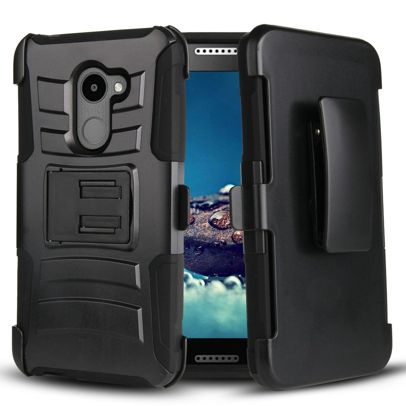For Greatcall Jitterbug Smart 2 5.5" Armor Case Belt Clip Armor Holster Black